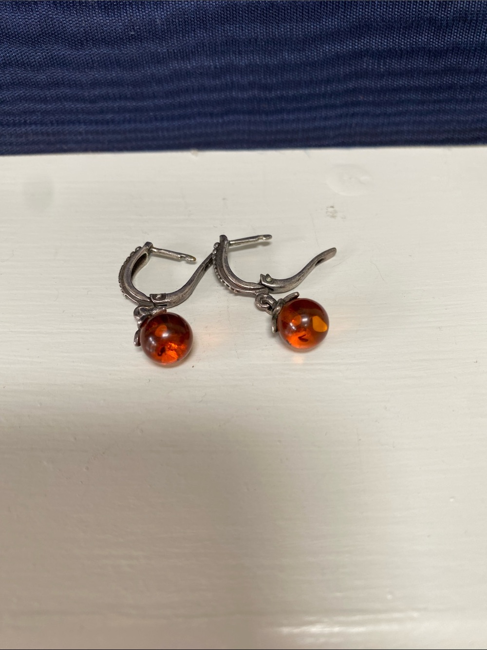 Vintage genuine Baltic Amber Drop Earrings